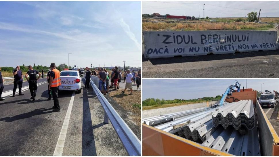Scandal pe centura municipiului Satu Mare. Oamenii au mutat parapeții pentru a circula