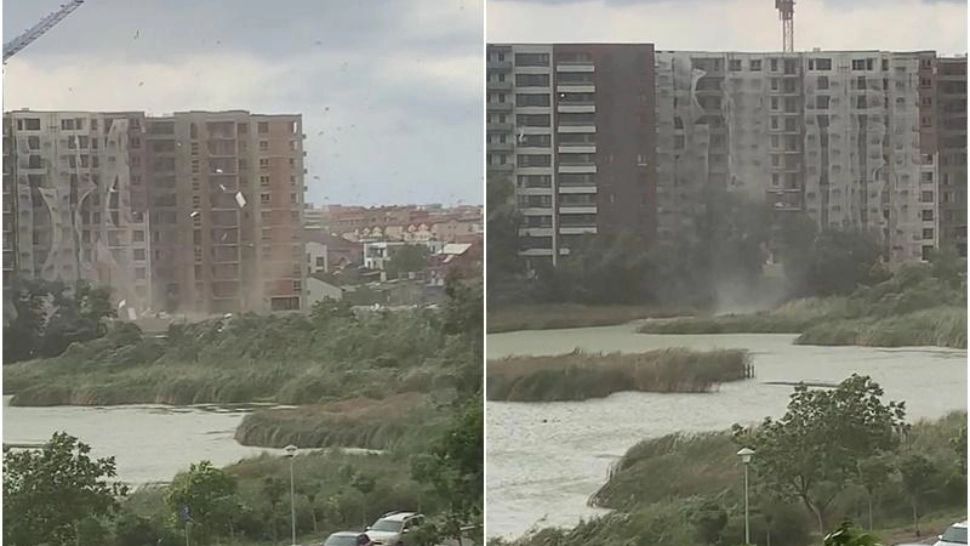 O tornadă a făcut prăpăd în Cluj. Copaci doborâți și acoperiș smuls de vânt - VIDEO