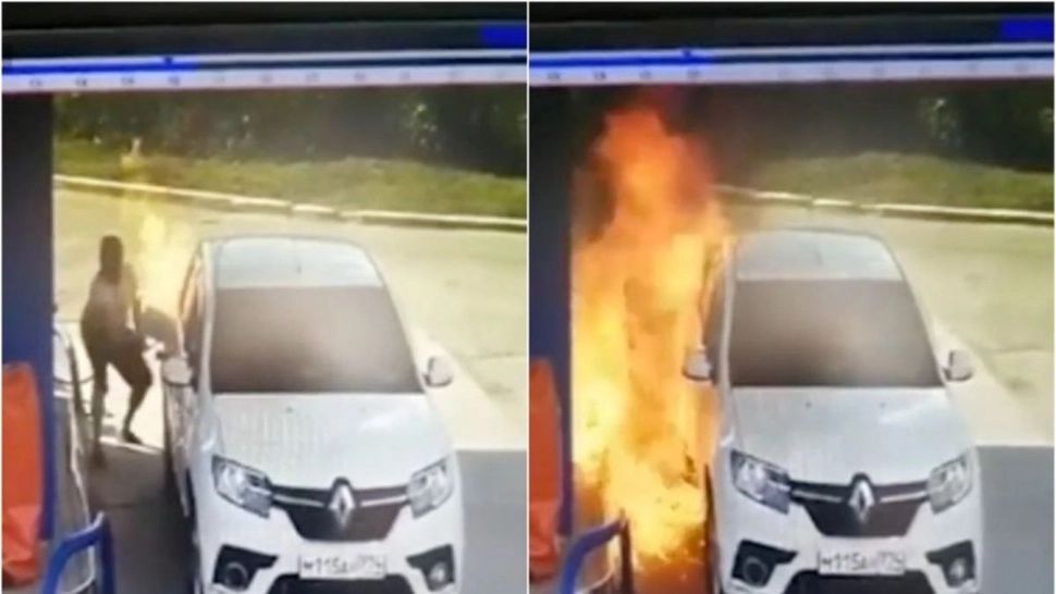 Incendiu într-o benzinărie, după ce un taximetrist și-a aprins o țigară în timp ce alimenta - VIDEO