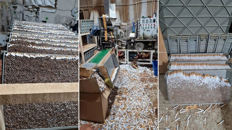 Fabrică ilegală de țigări, descoperită de polițiști. Șase bărbați români și ucraineni au fost duși la audieri - FOTO