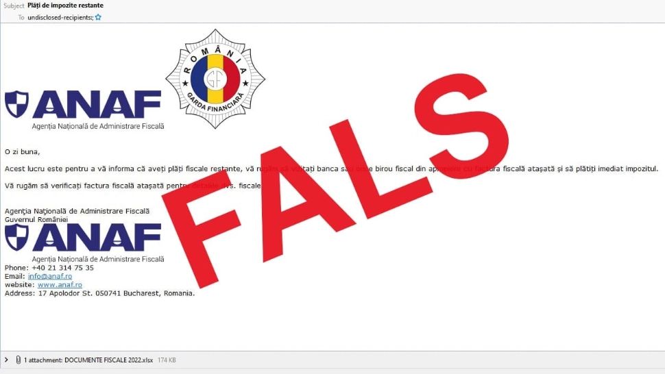 O nouă înșelătorie cu mesaje transmise în numele ANAF. Ce nu trebuie să faceți cu „plăți fiscale restante”