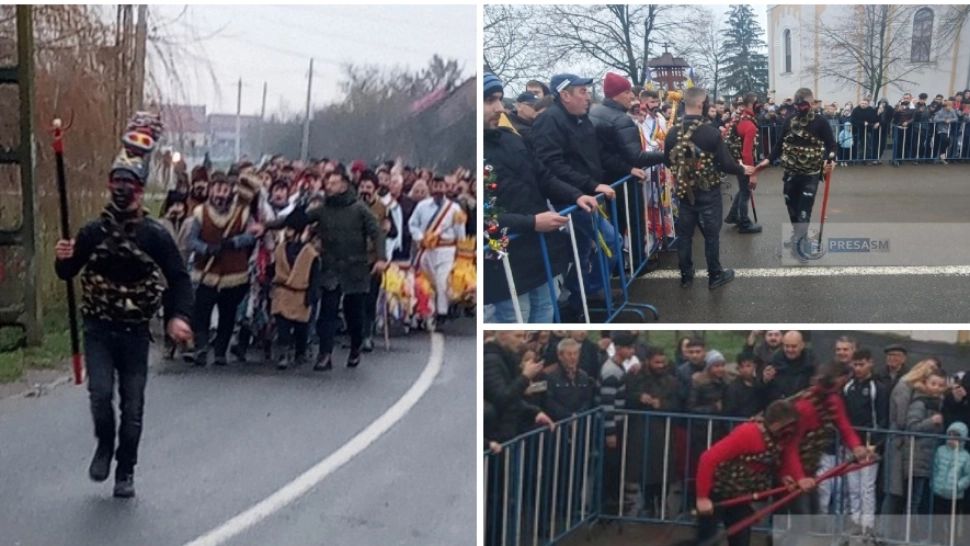 Tradiții păstrate cu sfințenie în Satu Mare. Sute de localnici au asistat la o bătălie simbolică cu furci - VIDEO