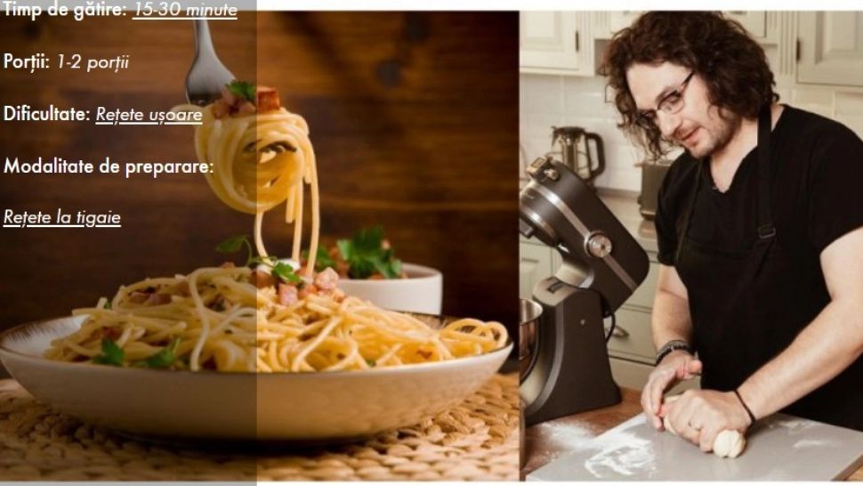 Paste carbonara, după rețeta lui Florin Dumitrescu. Care este ingredientul-cheie