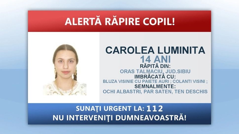 Alertă răpire copil: O fată de 14 ani din Sibiu, luată cu forța din casă de patru bărbați mascați - FOTO