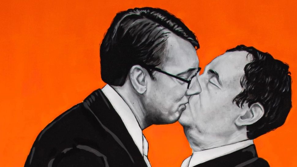 Iubire imposibilă. Scandal și amenințări cu moartea pentru un tablou cu o scenă pasională între președintele sârb și premierul kosovar 