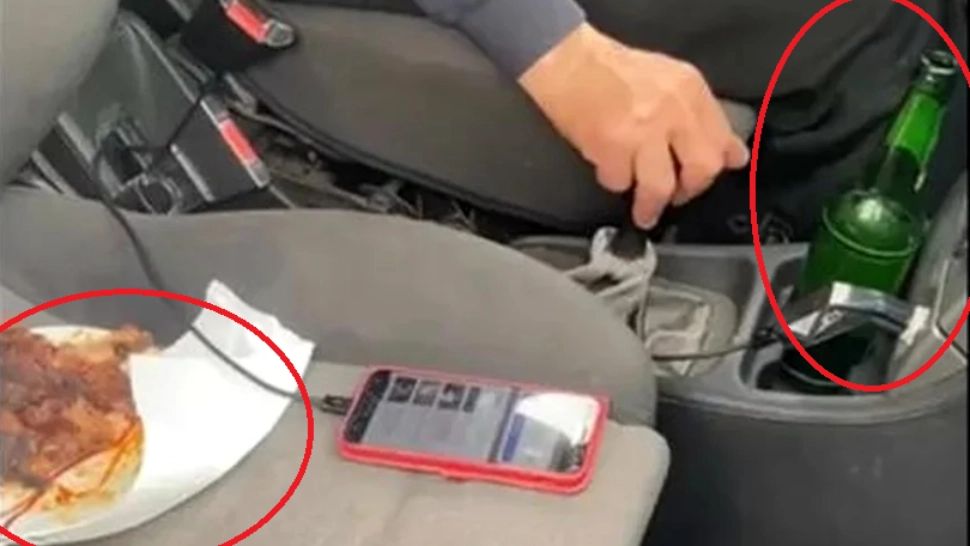 Petrecere cu friptură și bere, la volan. Șoferul era beat și nu avea permis! - Imagini halucinante - VIDEO