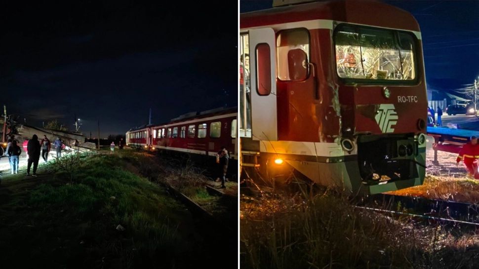 Un nou accident FEROVIAR grav. Un tren cu zeci de pasageri a lovit un TIR. 4 oameni răniți - FOTO