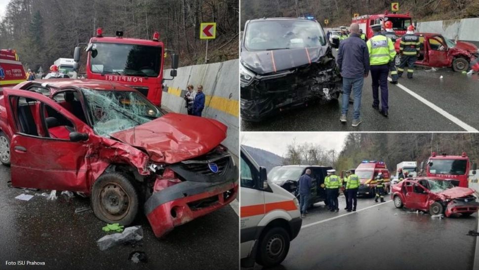 Trafic paralizat pe DN1. O dubă și o mașină s-au izbit puternic, o victimă a rămas încercerată - FOTO