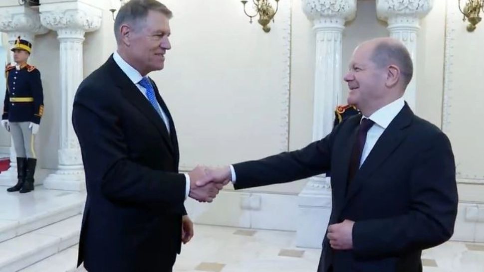 Cancelarul german Olaf Scholz, primit la Palatul Cotroceni - VIDEO