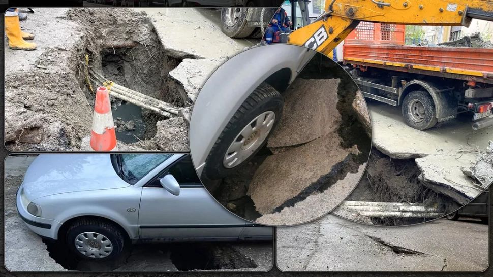 Un șofer s-a trezit cu mașina înghițită de un crater. Cum au ajuns străzile din Iași un adevărat pericol public