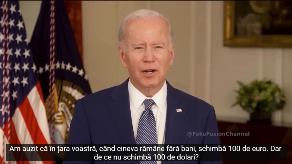 Biden îi întreabă pe români de ce nu schimbă 100 de dolari la nevoie, în loc de 100 de euro, într-un video deepfake. Cum pot fi masele manipulate de inteligența artificială