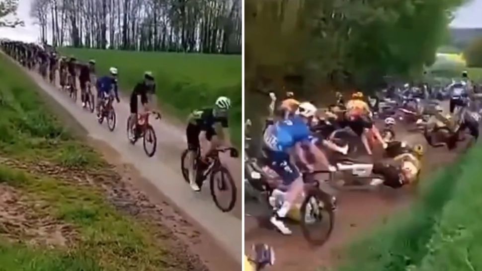 Scene șocante într-o cursă ciclistă, la 60 de km/h: "Toți au căzut" - VIDEO