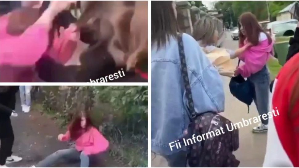 Scene șocante, elevă bătută și trântită la pământ de colege și de mama uneia dintre agresoare - Imagini revoltătoare