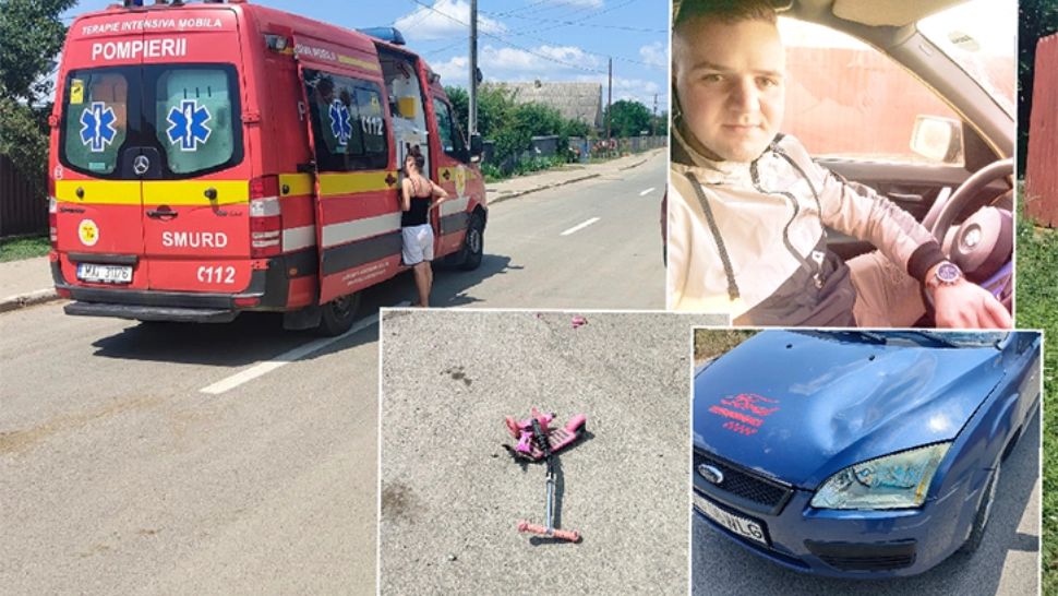 Accident teribil în Vaslui - O fetiță de doar 5 ani este în comă după ce a fost lovită în timp ce se plimba pe trotinetă
