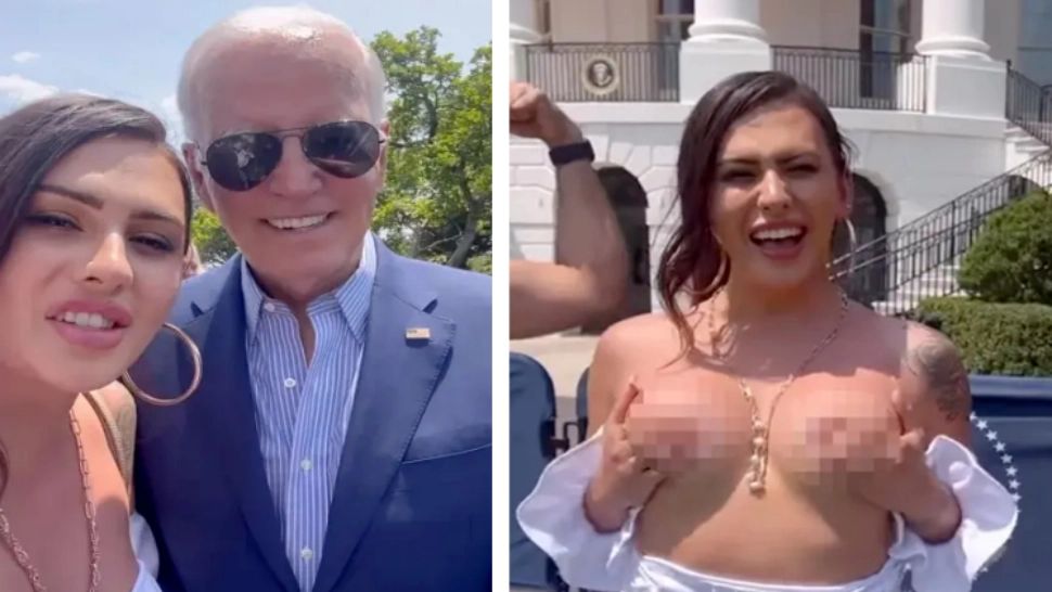 Scandal în SUA! Un model transsexual s-a plimbat topless în fața Casei Albe, după întâlnirea cu Joe Biden