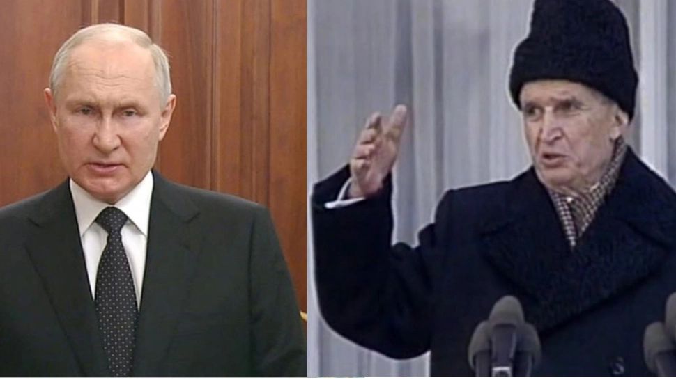 Asemănări cutremurătoare între Putin și Ceaușescu. Discursuri și acțiuni similare în fața revoltei
