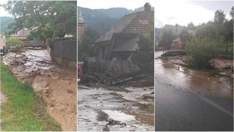 Potop în Alba, o viitură a făcut prăpăd. Puhoiul a măturat totul în cale - VIDEO