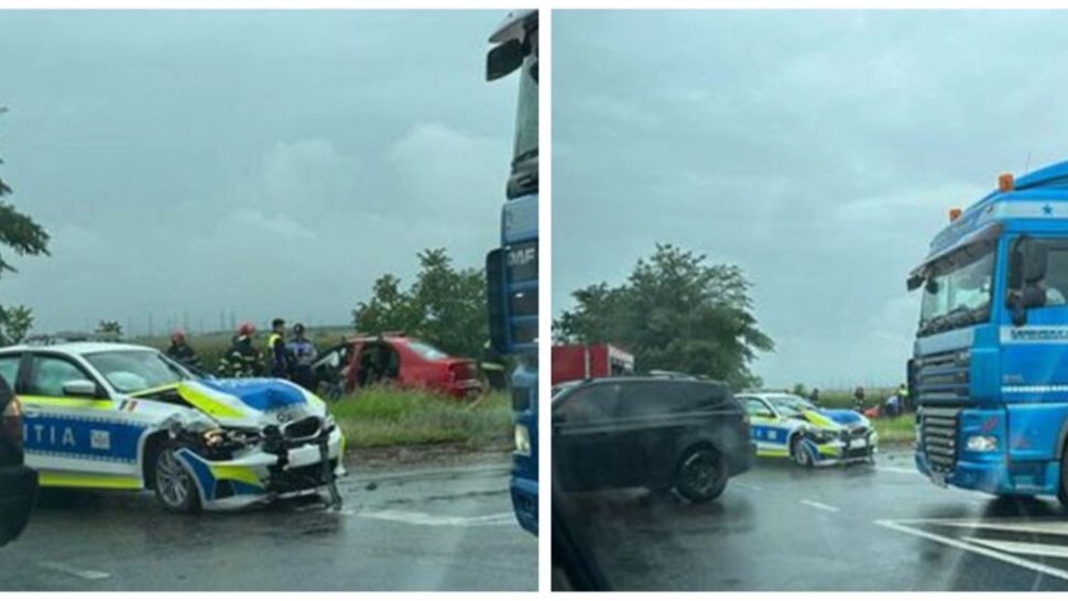BMV-ul Poliției, implicat într-un grav accident - O femeie a MURIT