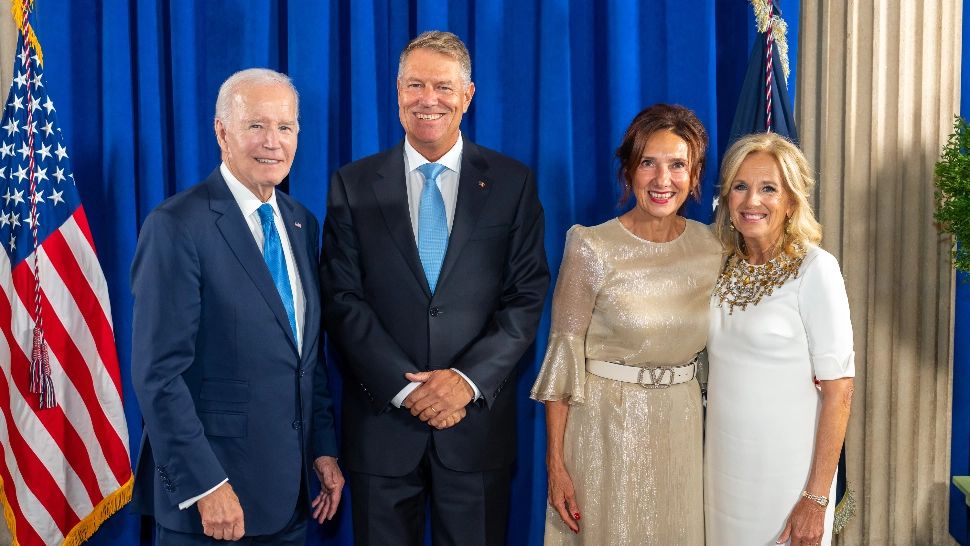 Klaus Iohannis şi soţia sa, Carmen, la recepţia oferită de preşedintele Joe Biden şi de Prima Doamnă Jill Biden, la ONU
