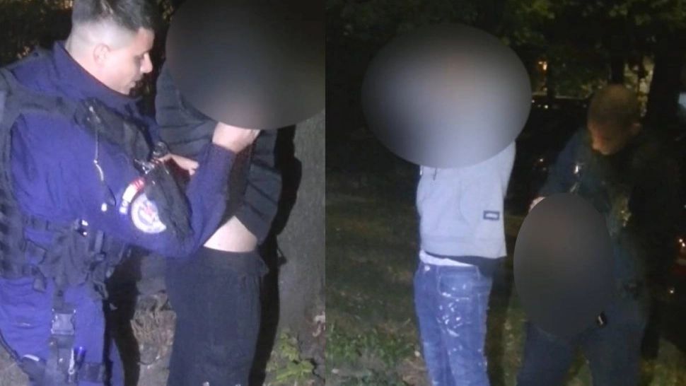 Doi minori, prinși în parc cu o sabie și o baionetă