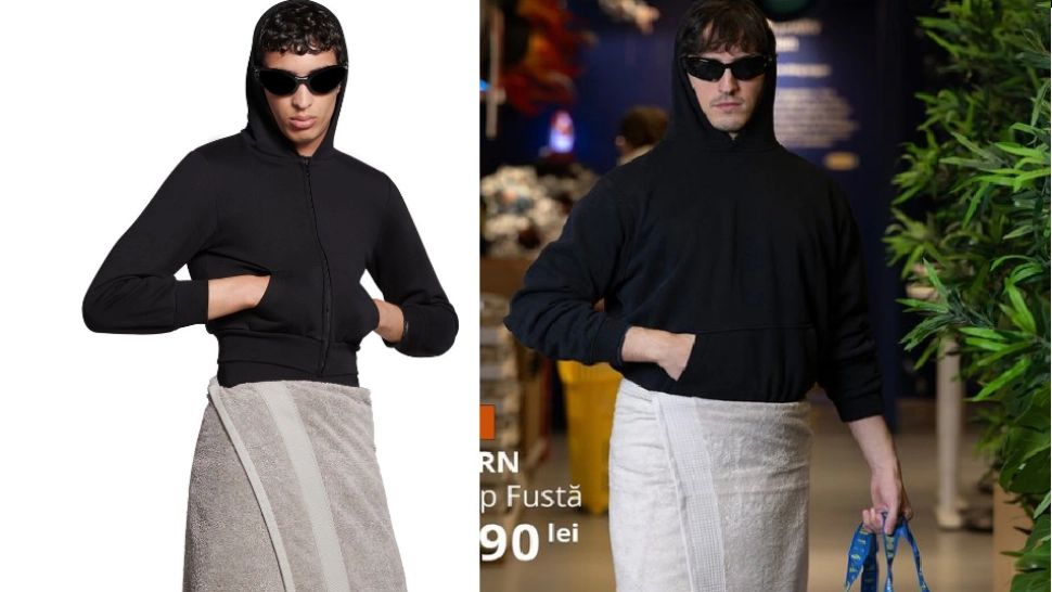 O casă de modă de fițe vinde o fustă-prosop cu 925 de dolari. Ikea o ia peste picior printr-o reclamă pentru același produs, mult mai ieftin