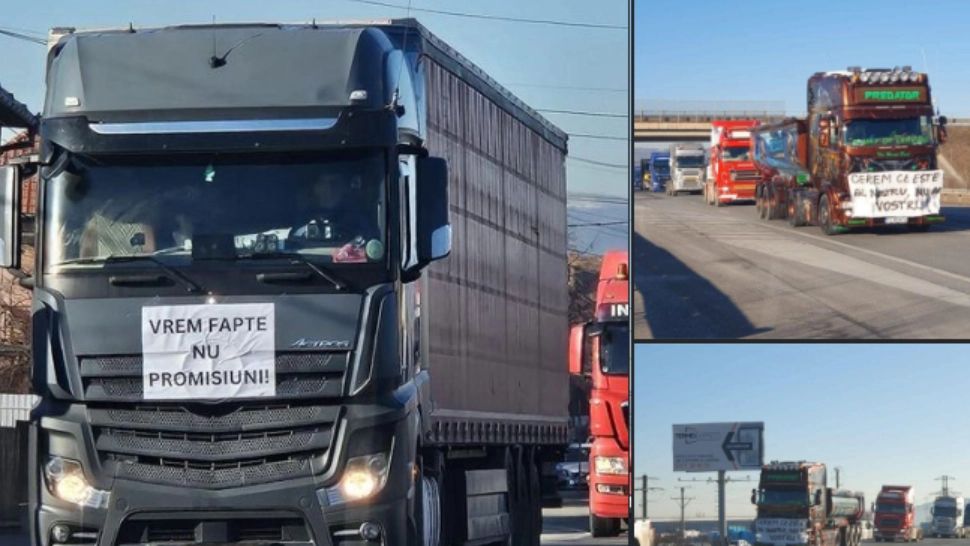 Trafic îngreunat din cauza protestului transportatorilor. LISTA punctelor ce trebuie evitate - Info TRAFIC