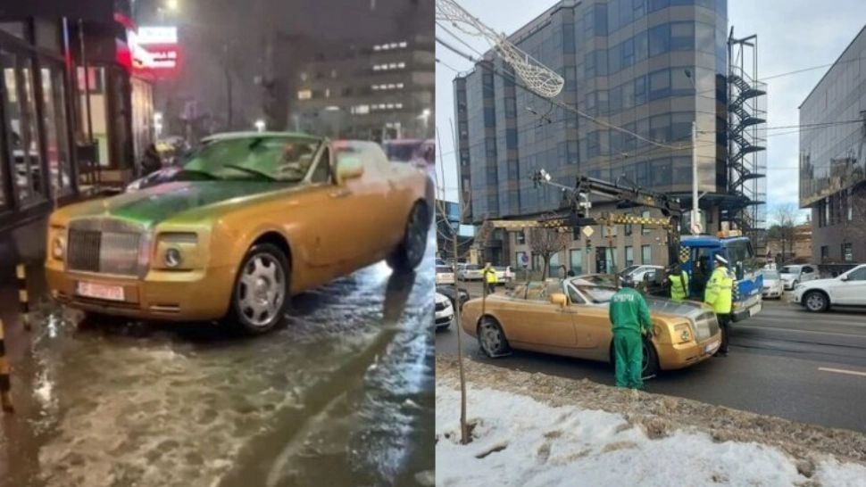 Cine e șoferul care se plimba cu un Rolls Royce decapotabil prin Iași, la minus 10 grade Celsius? Polițiștii sunt șocați 