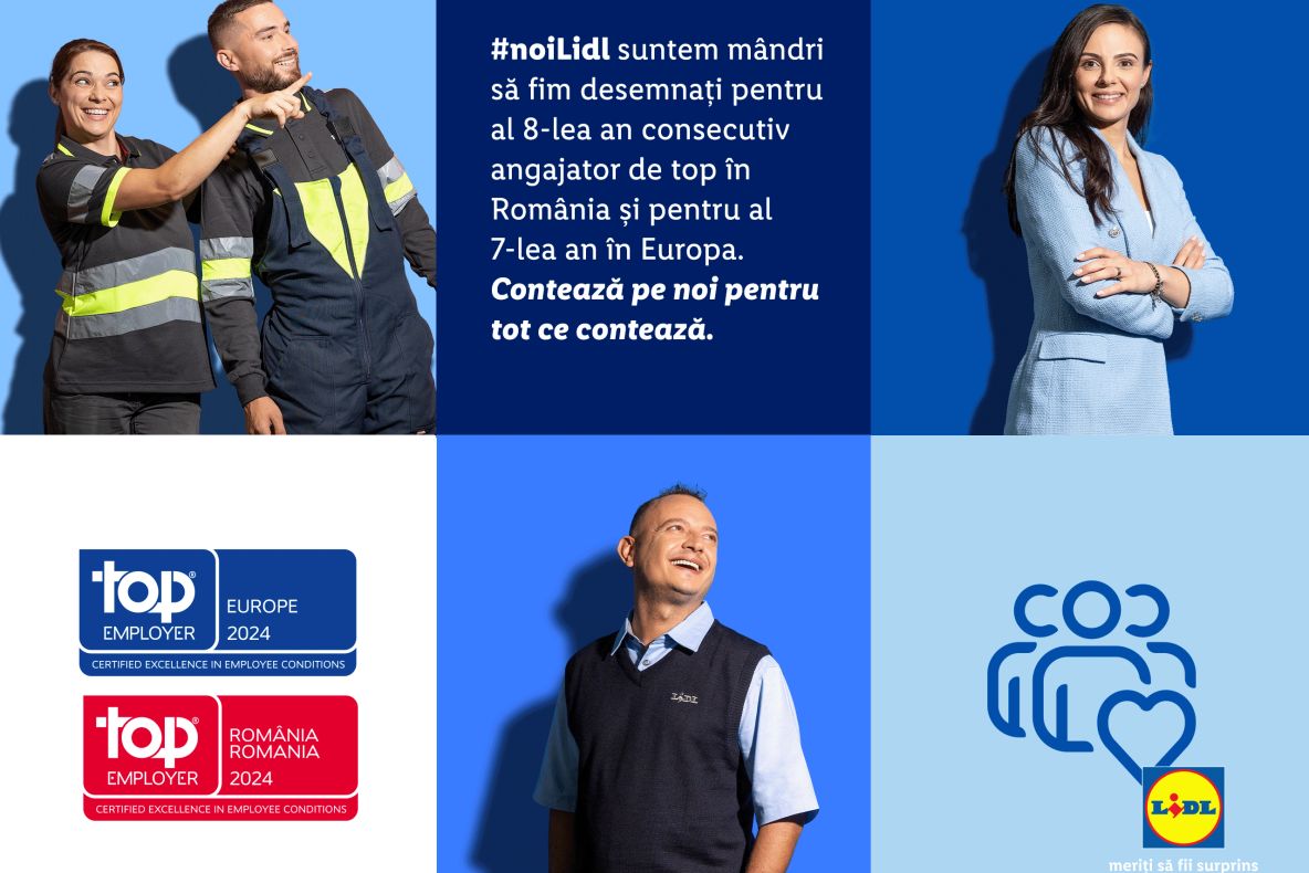 Lidl România este recunoscută și anul acesta drept o companie care le oferă angajaților săi un mediu de lucru atractiv și joburi stabile