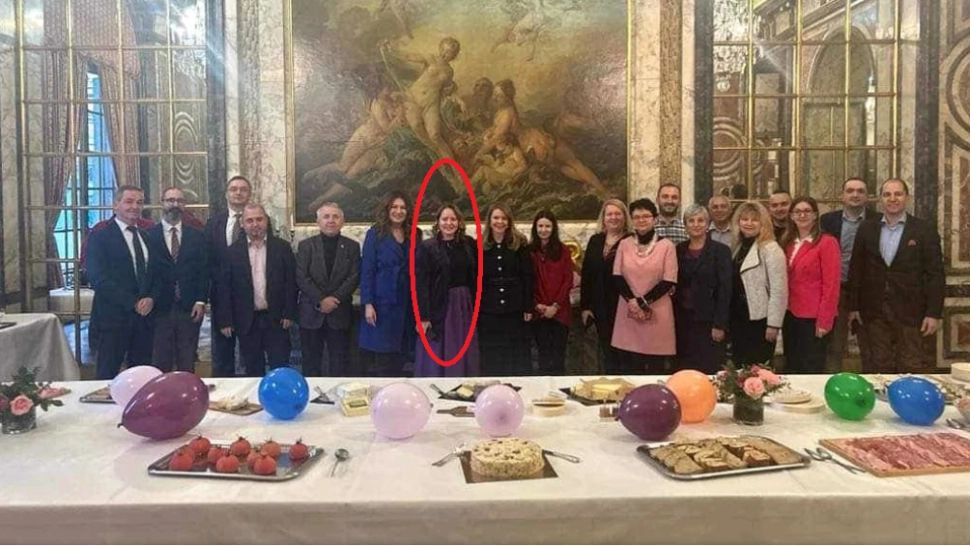 Baloane colorate peste picturi valoroase și platouri cu bunătăți pe masa de epocă, în palatul istoric al Ambasadei Române din Paris. Imagini scandaloase