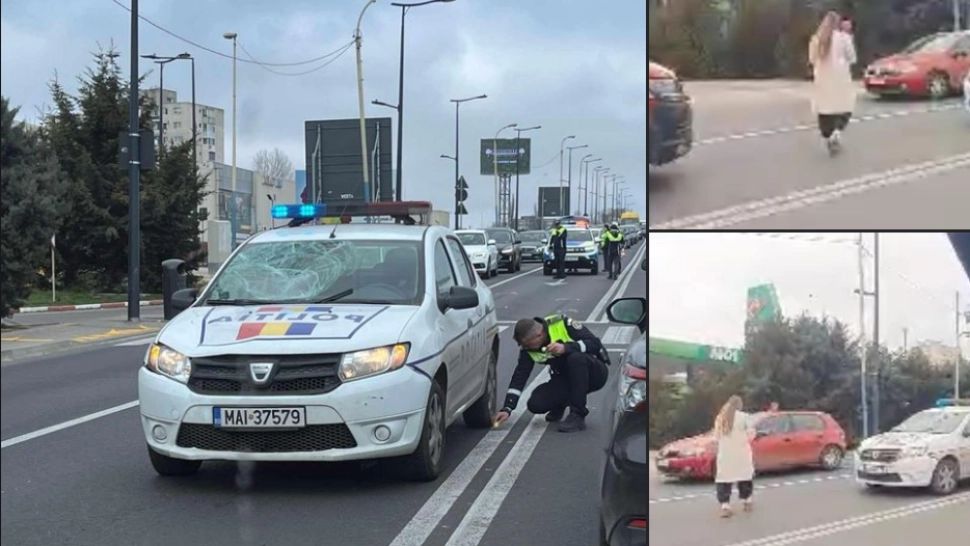 Adolescentă lovită în plin de o autospecială a poliției, pe o TRECERE de pieton din Constanța -VIDEO