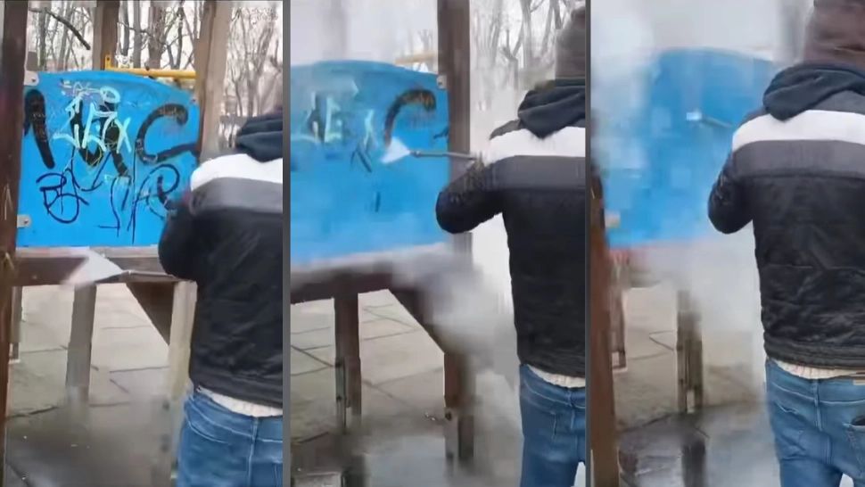 Primăria București a achiziţionat un aparat nepoluant pentru îndepărtarea desenelor graffiti. VIDEO cu procesul de ștergere a „artei” nedorite