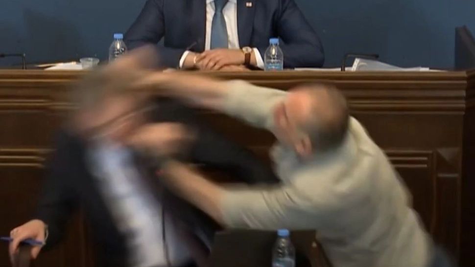 Bătaie ca-n filme, în Parlamentul Georgiei. De la ce a pornit totul VIDEO