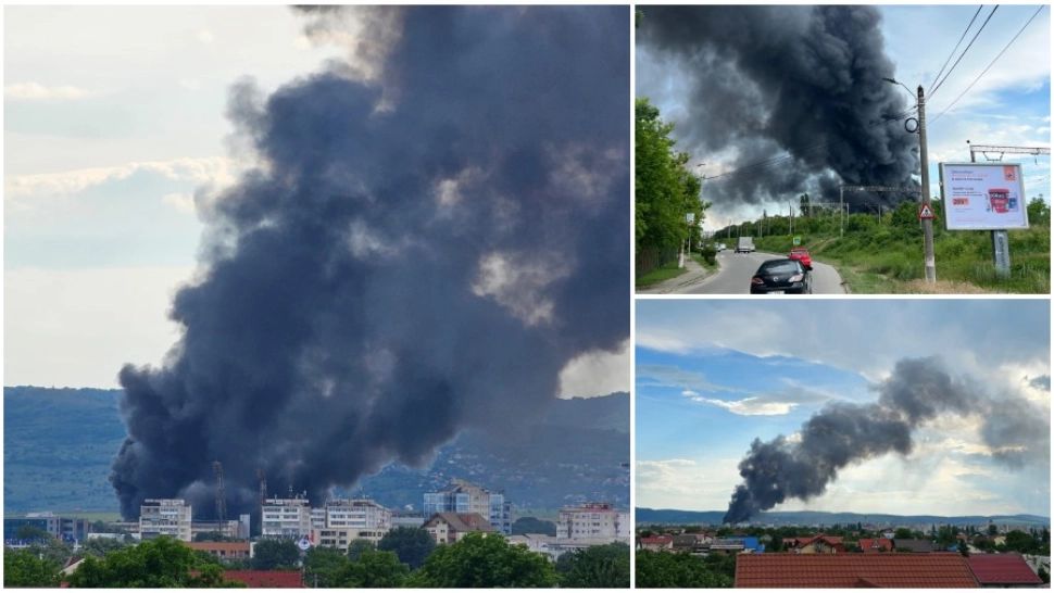 Incendiu DEVASTATOR, în orașul Bacău. Arde un depozit de mase plastice FOTO+VIDEO