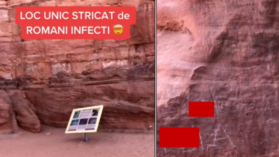 Obscenități scrijelite în limba română, la intrarea într-un canion istoric al Iordaniei. "Nu ne mai vindecăm"