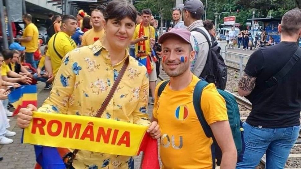 Laura Codruța Kovesi, surprinsă alături de suporterii români la meciul cu Belgia - FOTO