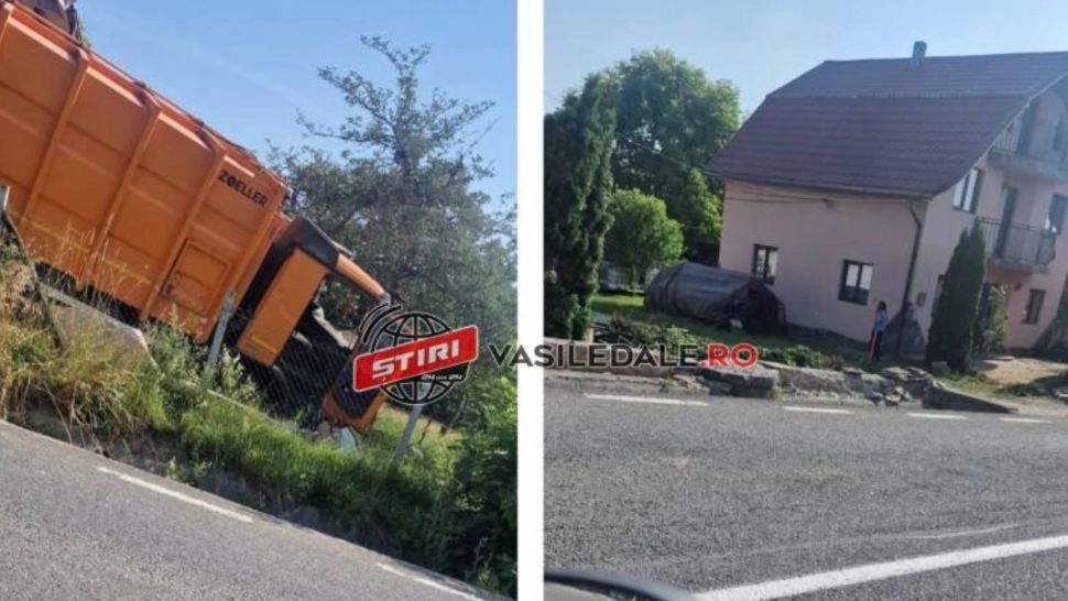 Accident rutier la Văleni, cu o maşină de gunoi implicată. Şoferul a murit după ce a sărit de la volan