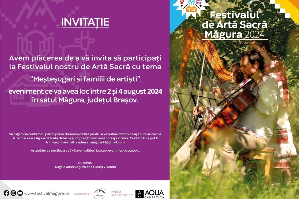 Festival de Artă Sacră Măgura 2024. Meșteșugari și Familii de Artiști – un eveniment care va explora bogăția tradițiilor artistice transmise din generație în generație