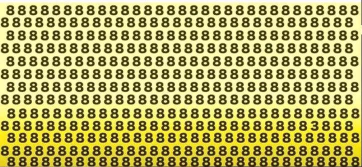 Găsește cifra 3 ascunsă într-o mare de 8 și nimeni nu-ți va mai pune la îndoială inteligența uimitoare. În cât timp reușești să o faci?