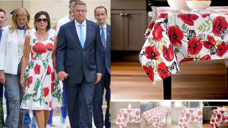 Rochia de lux purtată de Carmen Iohannis la cel mai recent eveniment a stârnit ironia internauților, care o compară cu o față de masă: „Cât o mai fi metrul de mușama?”