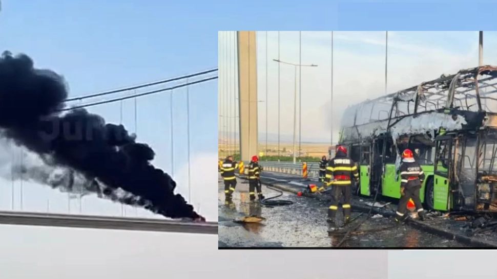 Probleme pe podul de la Brăila, după ce un autocar a ars ca o TORȚĂ. Ce trebuie să facă șoferii? - (VIDEO)