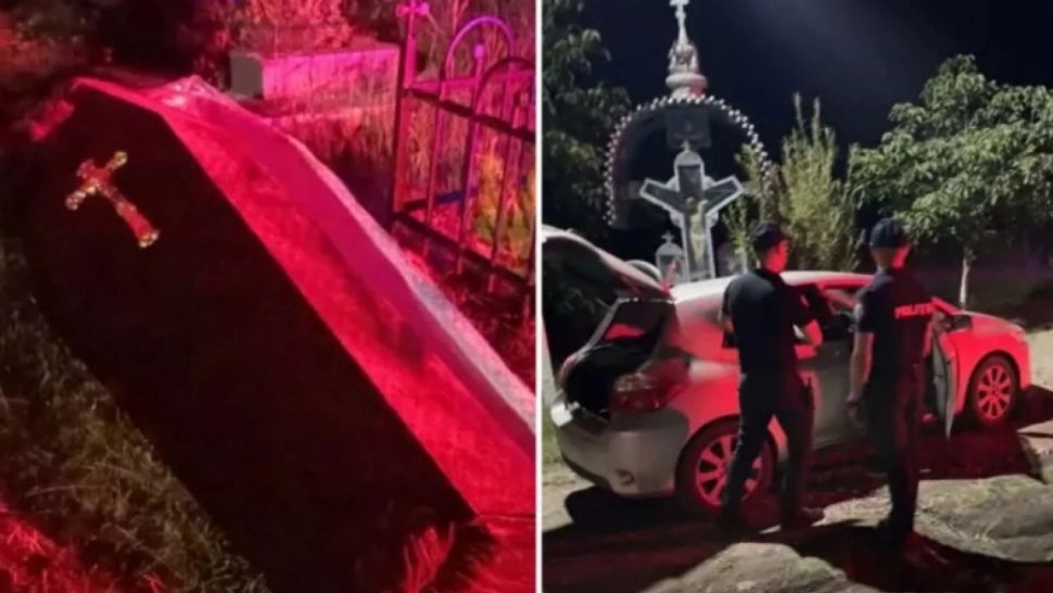 Provocare periculoasă pe TikTok: Tineri arestați după ce au fost prinși în fapt în cimitir - VIDEO
