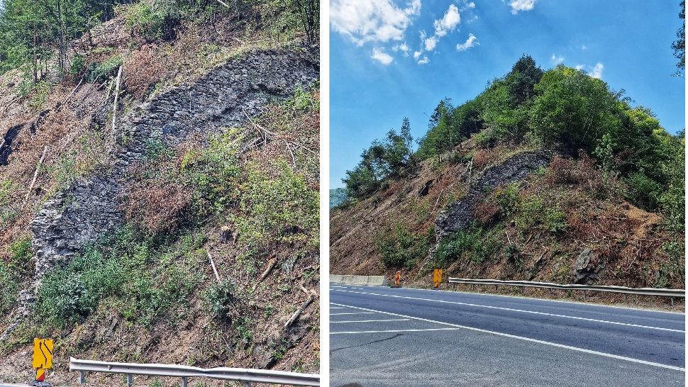 Defrișările de pe Valea Oltului au scos la iveală un monument istoric. „Zidul pornea de pe coasta muntelui, cu un pasaj boltit la nivelul drumului”