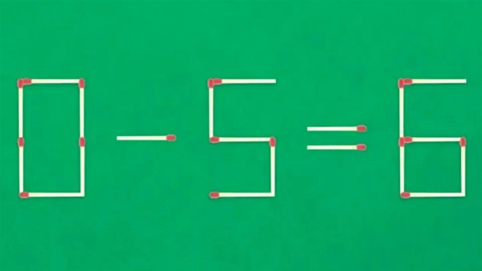 Testul IQ al zilei: Corectează ecuația 0-5=6, mutând doar două chibrituri