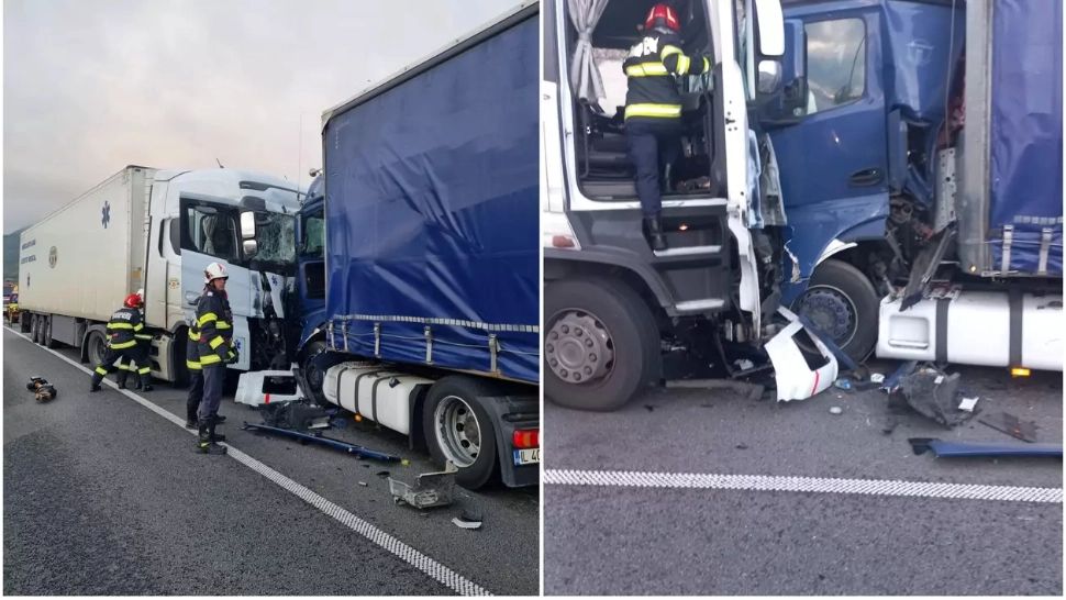 Accident grav pe DN1. Două TIR-uri s-au ciocnit - VIDEO