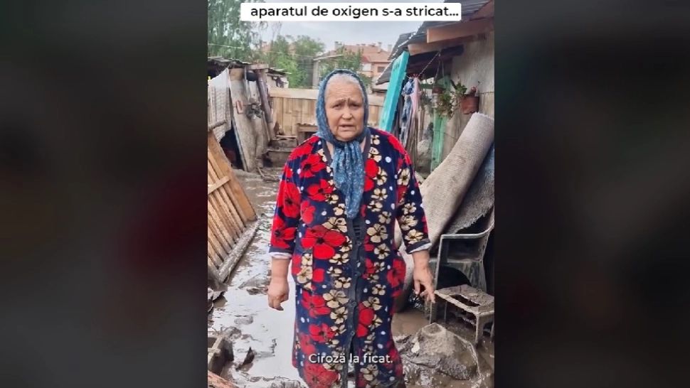 Dramă fără margini pentru o familie lovită de inundații. Bărbat imobilizat la pat, iar femeia a rămas fără aparatul de oxigen după puhoaie - VIDEO