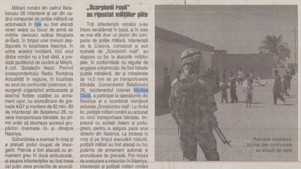 Reportajul Recorder, despre bătălia de la Nasiriya, desființat de veterani de război. „Cu tot respectul, este cel mai slab reportaj al Recorder” 