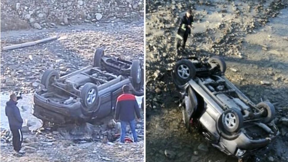 Tragedie in Vrancea. Un autoturism a căzut de pe un pod: șoferul a murit, în timp ce fetiţa sa de 9 ani a ieşit singură din maşină - FOTO