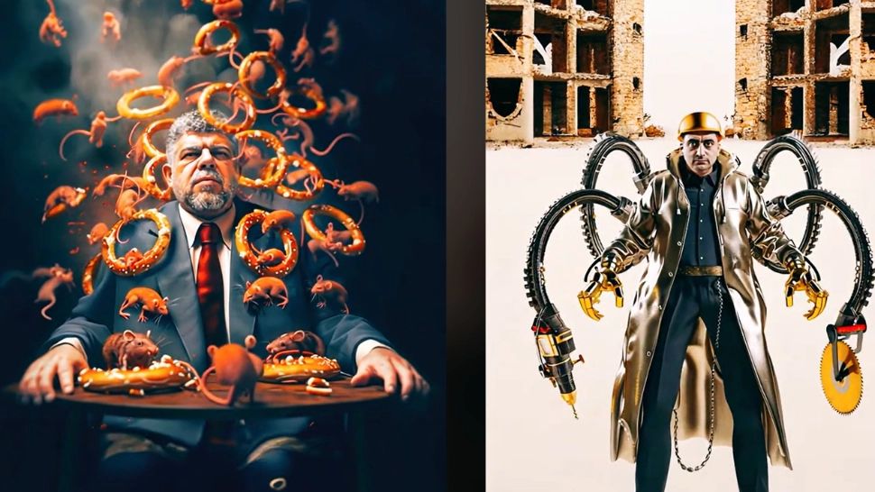 Marcel Ciolacu într-o ploaie de covrigi, George Simion, caracatița SF - Un nou video produs de inteligența artificială ia cu asalt internetul