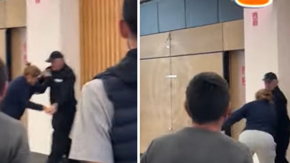 VIDEO - Luptă între un paznic în vârstă și o hoață într-un mall din Cluj, în timp ce toți filmează și comentează de pe margine