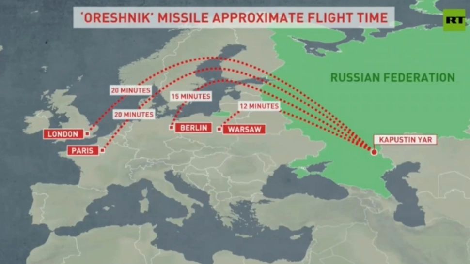 Presa de stat rusă se laudă cu noua rachetă Oreșnik și anunță cât timp parcurge în aer până să lovească marile capitale europene